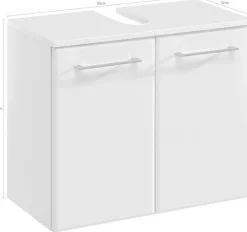 Saphir Waschbeckenunterschrank »Quickset 376 Unterbeckenschrank, Weiß Hochglanz, 2 Türen« Waschbeckenschrank inkl. Türdämpfer, 60 cm breit, ohne Waschbecken