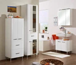 Saphir Waschbeckenunterschrank »Serie 3006, 2 Türen, Siphonausschnitt, 60cm« Waschbeckenschrank inkl. Türdämpfer, Griffe in Chrom Glanz