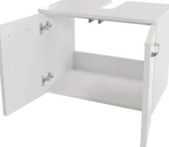 Saphir Waschbeckenunterschrank »Serie 3006, 2 Türen, Siphonausschnitt, 60cm« Waschbeckenschrank inkl. Türdämpfer, Griffe in Chrom Glanz