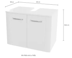 Saphir Waschbeckenunterschrank »Serie 3006, 2 Türen, Siphonausschnitt, 60cm« Waschbeckenschrank inkl. Türdämpfer, Griffe in Chrom Glanz
