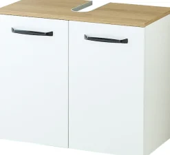 Saphir Waschbeckenunterschrank »Quickset 500, 2 Türen, Siphonausschnitt« Waschbeckenschrank inkl. Türdämpfer, Griffe in Schwarz