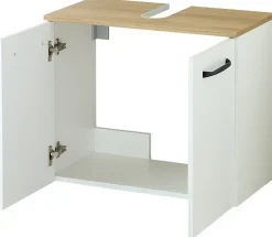 Saphir Waschbeckenunterschrank »Quickset 500, 2 Türen, Siphonausschnitt« Waschbeckenschrank inkl. Türdämpfer, Griffe in Schwarz