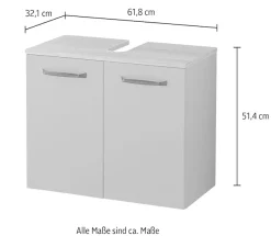 Saphir Waschbeckenunterschrank »Quickset 500, 2 Türen, Siphonausschnitt« Waschbeckenschrank inkl. Türdämpfer, Griffe in Schwarz