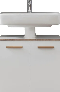 Saphir Waschbeckenunterschrank »Quickset 931 Unterbeckenschrank, 60 cm breit, 2 Türen, Weiß Glanz« Waschbeckenschrank inkl Türdämpfer, Siphonausschnitt, ohne Waschbecken