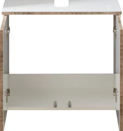 Saphir Waschbeckenunterschrank »Quickset 931 Unterbeckenschrank, 60 cm breit, 2 Türen, Weiß Glanz« Waschbeckenschrank inkl Türdämpfer, Siphonausschnitt, ohne Waschbecken