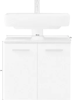 Saphir Waschbeckenunterschrank »Quickset 931 Unterbeckenschrank, 60 cm breit, 2 Türen, Weiß Glanz« Waschbeckenschrank inkl Türdämpfer, Siphonausschnitt, ohne Waschbecken