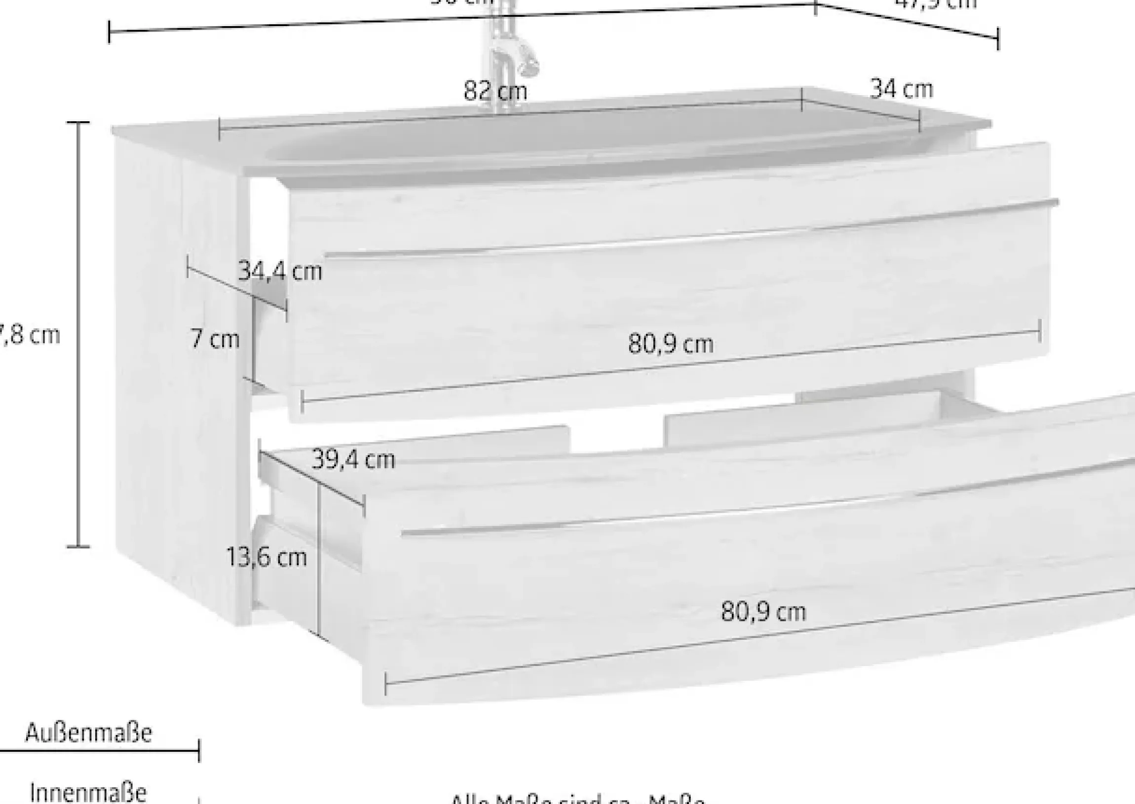 Saphir Waschtisch »3040« , Breite 91 cm