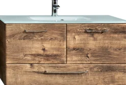 Saphir Waschtisch »Quickset Glaswaschtisch mit Unterschrank, 99 cm breit, Waschplatz« Griffe in Chrom Glanz, inkl. Türdämpfer, 2 Türen, 1 Schublade