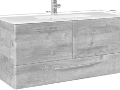 Saphir Waschtisch »Quickset Glaswaschtisch mit Unterschrank, 99 cm breit, Waschplatz« Griffe in Chrom Glanz, inkl. Türdämpfer, 2 Türen, 1 Schublade
