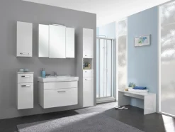 Saphir Waschtisch »Quickset Keramikwaschtisch mit Unterschrank, 80 cm breit, Badmöbel« Waschplatz mit 1 Schublade, inkl. Türdämpfer, Griffe Chrom Glanz
