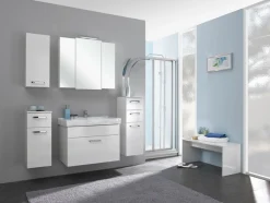 Saphir Waschtisch »Quickset Keramikwaschtisch mit Unterschrank, 80 cm breit, Badmöbel« Waschplatz mit 1 Schublade, inkl. Türdämpfer, Griffe Chrom Glanz