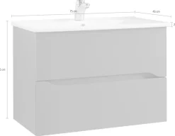 Saphir Waschtisch »Quickset Keramikwaschtisch mit Unterschrank, 75 cm breit« Waschplatz, Unterschrank mit Waschbecken, 2 Schubladen, grifflos