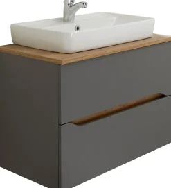 Saphir Waschtisch »Quickset Keramik-Aufsatzbecken mit Unterschrank, 73 cm breit« Waschplatz, Unterschrank mit Waschbecken, 2 Schubladen, grifflos