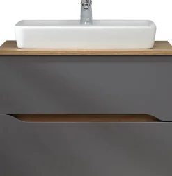 Saphir Waschtisch »Quickset Keramik-Aufsatzbecken mit Unterschrank, 73 cm breit« Waschplatz, Unterschrank mit Waschbecken, 2 Schubladen, grifflos