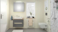 Saphir Waschtisch »Quickset Keramik-Aufsatzbecken mit Unterschrank, 73 cm breit« Waschplatz, Unterschrank mit Waschbecken, 2 Schubladen, grifflos