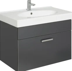 Saphir Waschtisch »Quickset Keramikwaschtisch mit Unterschrank, 80 cm breit« Wachplatz, Griffe Chrom Glanz, mit Softeinzug, 1 Schublade