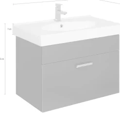 Saphir Waschtisch »Quickset Keramikwaschtisch mit Unterschrank, 80 cm breit« Wachplatz, Griffe Chrom Glanz, mit Softeinzug, 1 Schublade
