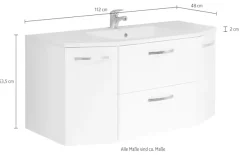 Saphir Waschtisch »Quickset 326, mit Mineralmarmorbecken, 112cm breit« 2 Stk. tlg.