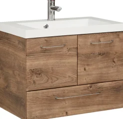 Saphir Waschtisch »Quickset Mineralmarmor-Waschtisch mit Unterschrank, 74 cm breit« Wachplatz, Griffe Chrom Glanz, inkl. Türdämpfer, 2 Türen, 1 Schublade