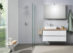 Saphir Waschtisch »Quickset 360 Waschplatz mit Keramik-Aufsatzbecken, wandhängend« Waschtischplatte, 113 cm breit, Weiß Glanz, 4 Schubladen
