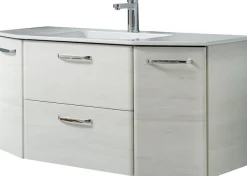 Saphir Waschtisch »Quickset Waschplatz inkl. Keramikwaschtisch, 112 cm breit, 2 Türen« Unterschrank mit Waschbecken, inkl. Türdämpfer, Griffe Chrom Glanz