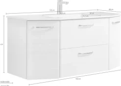 Saphir Waschtisch »Quickset Waschplatz inkl. Keramikwaschtisch, 112 cm breit, 2 Türen« Unterschrank mit Waschbecken, inkl. Türdämpfer, Griffe Chrom Glanz