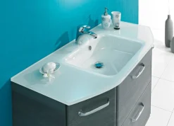 Saphir Waschtisch »Quickset Waschplatz inkl. Glaswaschtisch, 112 cm breit, 2 Türen« Unterschrank mit Waschbecken, inkl. Türdämpfer, Griffe Chrom Glanz