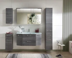 Saphir Waschtisch »Quickset Waschplatz inkl. Glaswaschtisch, 112 cm breit, 2 Türen« Unterschrank mit Waschbecken, inkl. Türdämpfer, Griffe Chrom Glanz