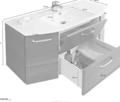 Saphir Waschtisch »Quickset Waschplatz inkl. Glaswaschtisch, 112 cm breit, 2 Türen« Unterschrank mit Waschbecken, inkl. Türdämpfer, Griffe Chrom Glanz