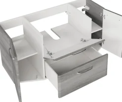 Saphir Waschtisch »Quickset Waschplatz inkl. Glaswaschtisch, 112 cm breit, 2 Türen« Unterschrank mit Waschbecken, inkl. Türdämpfer, Griffe Chrom Glanz