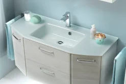 Saphir Waschtisch »Quickset Waschplatz inkl. Glaswaschtisch, 112 cm breit, 2 Türen« Unterschrank mit Waschbecken, inkl. Türdämpfer, Griffe Chrom Glanz