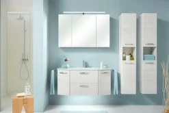Saphir Waschtisch »Quickset Waschplatz inkl. Glaswaschtisch, 112 cm breit, 2 Türen« Unterschrank mit Waschbecken, inkl. Türdämpfer, Griffe Chrom Glanz