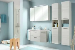 Saphir Waschtisch »Quickset Waschplatz inkl Mineralmarmor-Waschtisch, 112cm breit 2 Türen« Unterschrank mit Waschbecken, inkl. Türdämpfer, Griffe Chrom Glanz