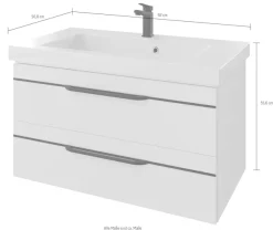 Saphir Waschtisch »Serie Balto Mineralmarmor-Waschtisch mit Unterschrank, 92 cm breit« 2 Stk. tlg. Waschplatz mit 2 Schubladen, Badschrank in verschiedenen Ausführungen