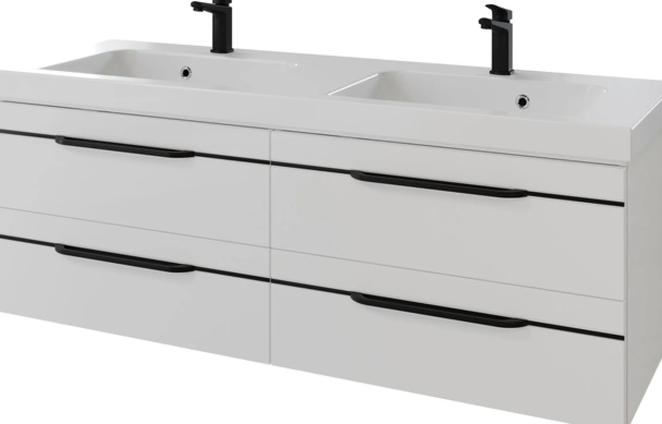 Saphir Waschtisch »Serie Balto Mineralmarmor-Waschtisch mit Unterschrank, 147,8 cm breit« 2 Stk. tlg. Doppel-Waschplatz mit 4 Schubladen, in verschiedene Ausführungen