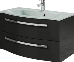 Saphir Waschtisch »Serie 4005 Glas-Waschtisch mit Unterschrank, 92 cm breit« Waschplatz mit 2 Schubladen, Badmöbel-Set mit Waschtisch