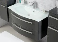 Saphir Waschtisch »Serie 4005 Glas-Waschtisch mit Unterschrank, 92 cm breit« Waschplatz mit 2 Schubladen, Badmöbel-Set mit Waschtisch