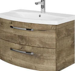 Saphir Waschtisch »Serie 4010 Keramik-Waschtisch mit Unterschrank, 84 cm breit« Waschplatz mit 2 Schubladen, Badmöbel-Set mit Waschtisch
