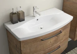 Saphir Waschtisch »Serie 4010 Keramik-Waschtisch mit Unterschrank, 84 cm breit« Waschplatz mit 2 Schubladen, Badmöbel-Set mit Waschtisch