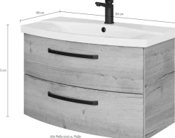 Saphir Waschtisch »Serie 4010 Keramik-Waschtisch mit Unterschrank, 84 cm breit« Waschplatz mit 2 Schubladen, Badmöbel-Set mit Waschtisch
