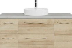 Saphir Waschtisch »Serie 4035 Keramik-Aufsatzbecken mit Unterschrank, 118 cm breit« Waschplatz, 4 Schubladen, 1 Tür, inkl. Türdämpfer, Griff Chrom Glanz