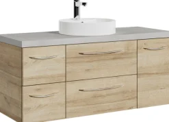 Saphir Waschtisch »Serie 4035 Keramik-Aufsatzbecken mit Unterschrank, 118 cm breit« Waschplatz, 4 Schubladen, 1 Tür, inkl. Türdämpfer, Griff Chrom Glanz