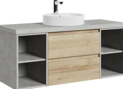Saphir Waschtisch »Serie 4035 Keramik-Aufsatzbecken mit Unterschrank, 118 cm breit« Waschplatz, 2 Schubladen, inkl. Schubladendämpfer, mit Griffuge