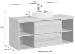 Saphir Waschtisch »Serie 4035 Keramik-Aufsatzbecken mit Unterschrank, 118 cm breit« Waschplatz, 2 Schubladen, inkl. Schubladendämpfer, mit Griffuge