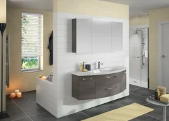 Saphir Waschtisch »Serie 4010 Keramik-Waschtisch mit Unterschrank, 144 cm breit« Waschplatz mit 2 Türen, 2 Schubladen, Badmöbel-Set mit Waschtisch