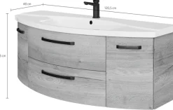 Saphir Waschtisch »Serie 4010 Keramik-Waschtisch mit Unterschrank, 144 cm breit« Waschplatz mit 2 Türen, 2 Schubladen, Badmöbel-Set mit Waschtisch