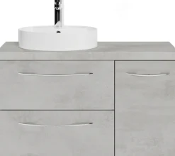 Saphir Waschtisch »Serie 4035 Keramik-Aufsatzbecken mit Unterschrank, 88 cm breit« Waschplatz, 2 Schubladen, 1 Tür, inkl. Türdämpfer, Griff Chrom Glanz