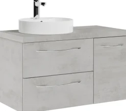 Saphir Waschtisch »Serie 4035 Keramik-Aufsatzbecken mit Unterschrank, 88 cm breit« Waschplatz, 2 Schubladen, 1 Tür, inkl. Türdämpfer, Griff Chrom Glanz