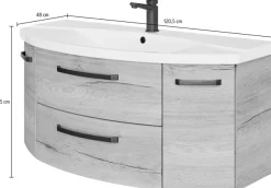 Saphir Waschtisch »Serie 4010 Keramik-Waschtisch mit Unterschrank, 120,5 cm breit« Waschplatz mit 2 Türen, 2 Schubladen, Badmöbel-Set mit Waschtisch