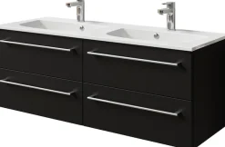 Saphir Waschtisch »Serie 6025 Mineralmarmor-Waschtisch mit Unterschrank, 132 cm breit« 2 Stk. tlg. Doppel-Waschplatz mit 4 Schubladen, hängend, verschiedene Ausführungen